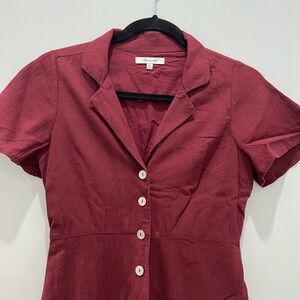 Madewell Crinkle Cotton Button-Front Midi Dress